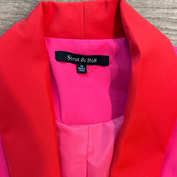 Strut & Bolt Pink Blazer with Red Accents - Picture 2 of 2